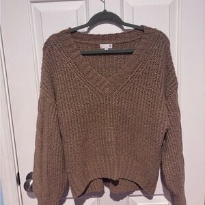 Elegant Brown V-Neck Sweater